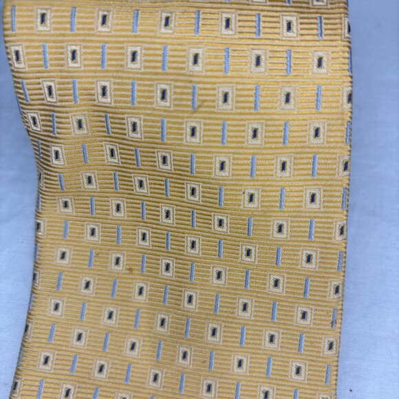 METROPOLITAN by Lord & Taylor 100% Silk Mens Tie Yellow Lt Blue - Picture 2 of 4